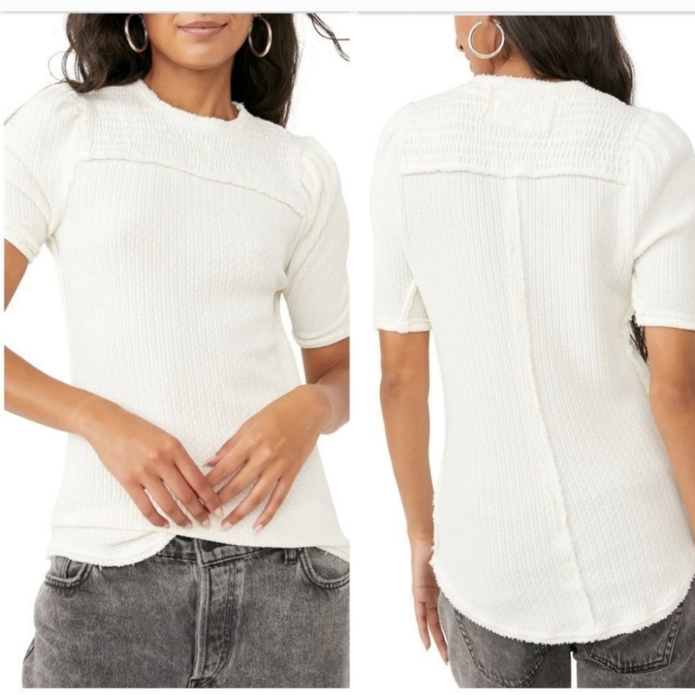 NWOT* Free People We the Free Red Delicious Ivory Top, Sz. S